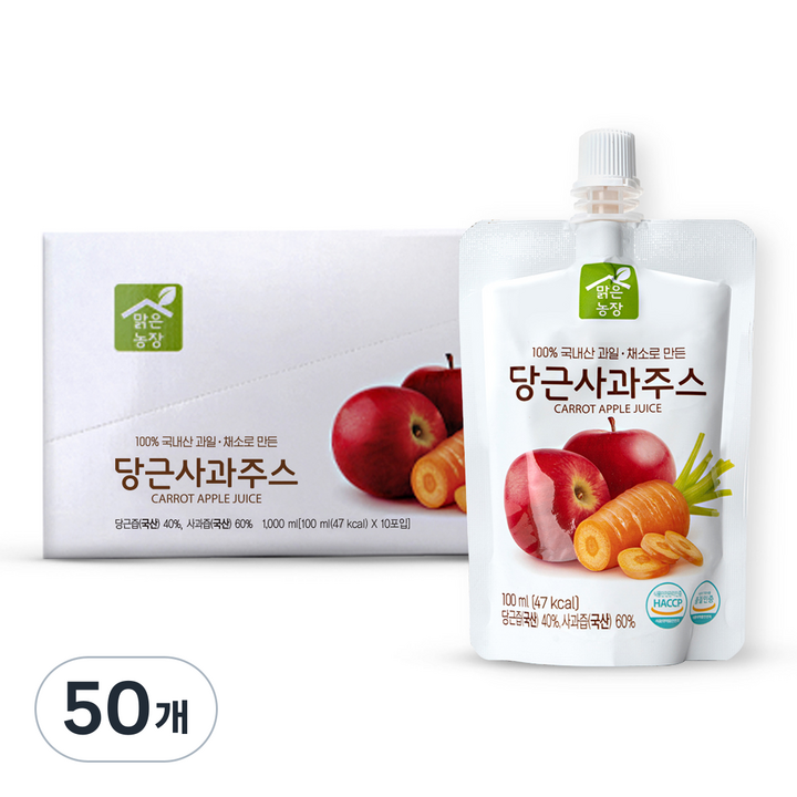 맑은농장 당근사과주스, 100ml, 50개