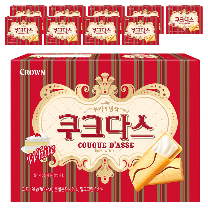 크라운 쿠크다스 화이트, 128g, 10개