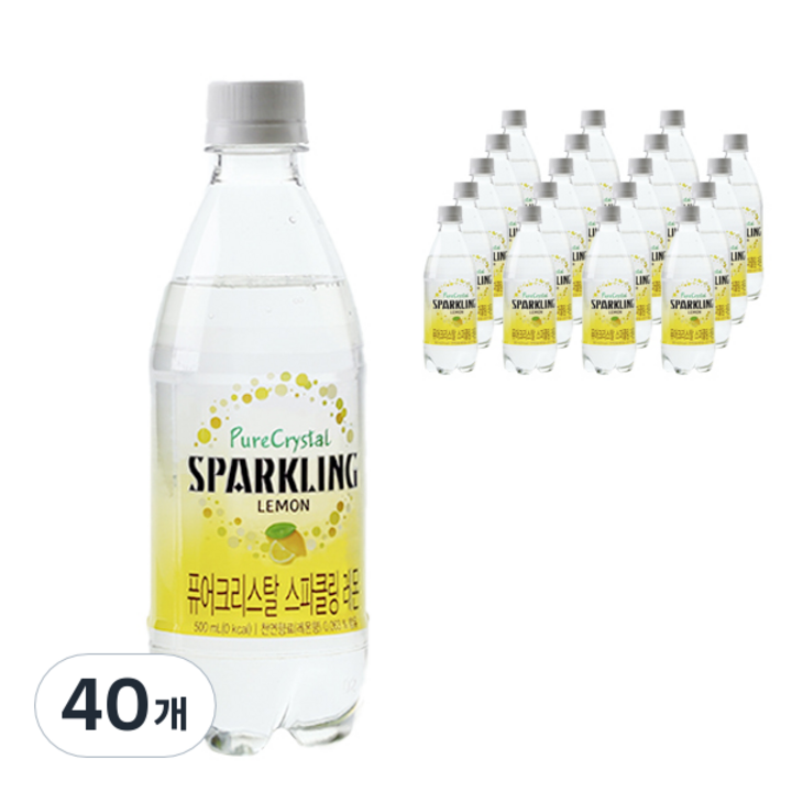 퓨어 크리스탈 스파클링 탄산음료 레몬, 40개, 500ml