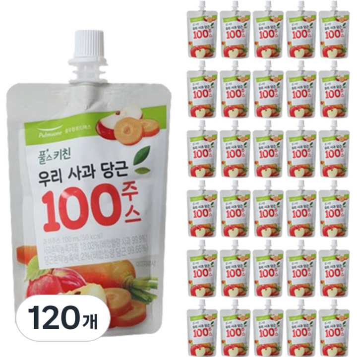 풀무원 풀스키친 우리 사과 당근 100주스, 100ml, 120개