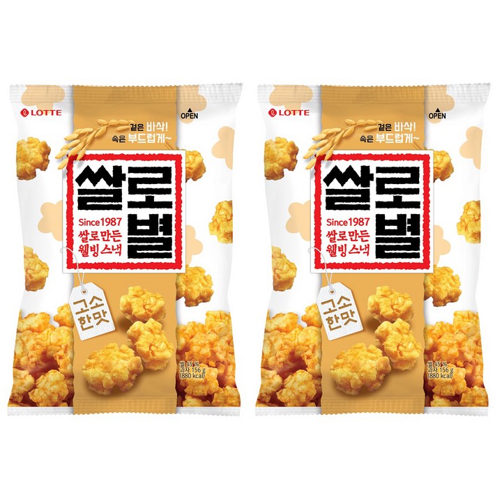 롯데웰푸드 쌀로만든 쌀로별 고소한맛, 156g, 2개