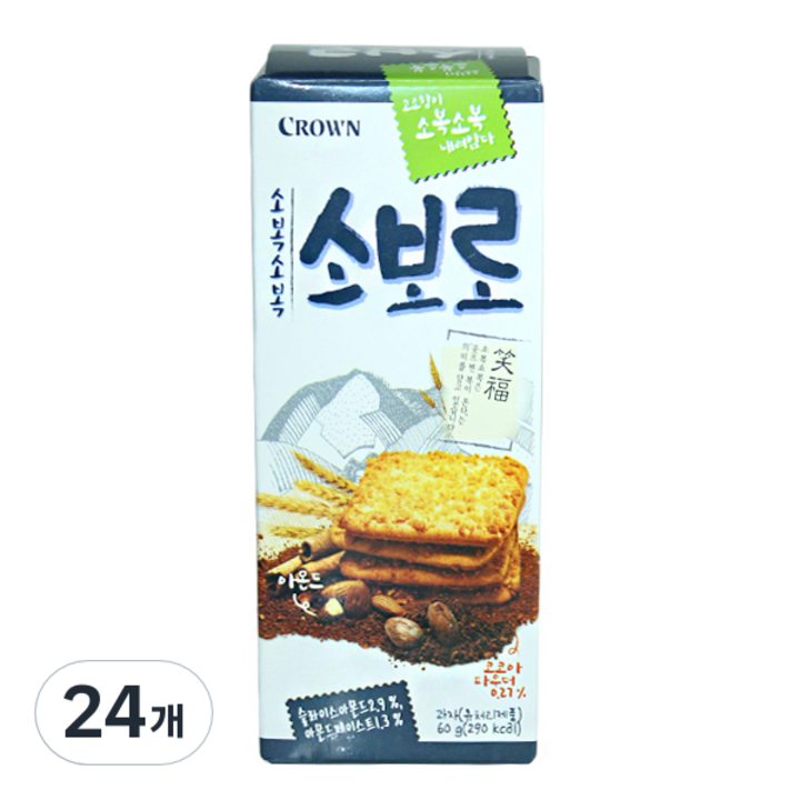 크라운 소복소복 소보로 과자, 60g, 24개