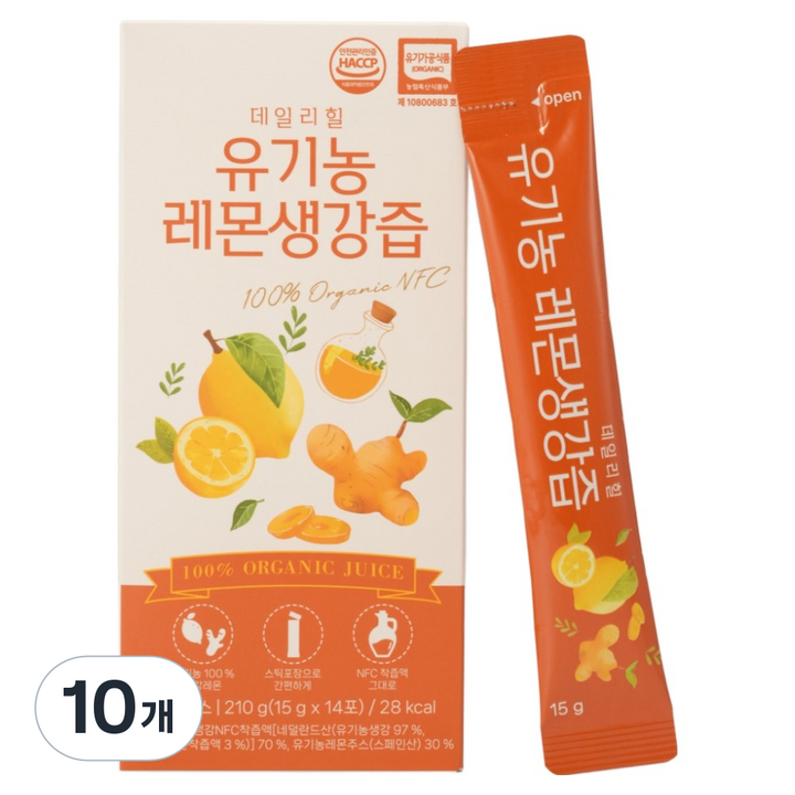 데일리힐 유기농 레몬생강즙 14p, 210g, 10개