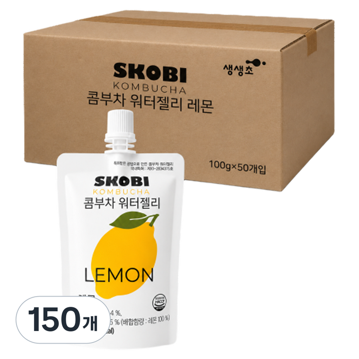 생생초 스코비 콤부차 워터젤리 레몬, 100g, 150개