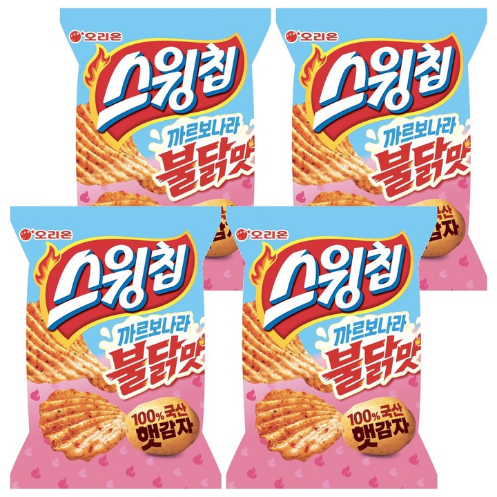 오리온 스윙칩 까르보불닭맛, 55g, 4개