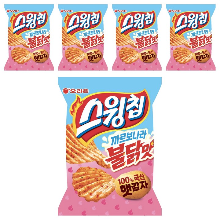 오리온 스윙칩 까르보불닭맛, 55g, 5개