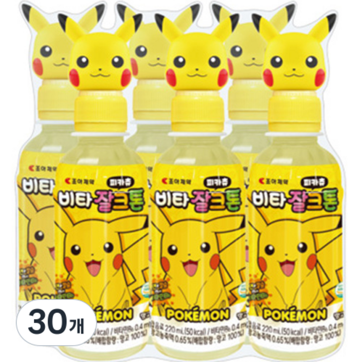 유아용 비타잘크톤 피카츄 포켓몬 음료수, 220ml, 30개, 망고맛
