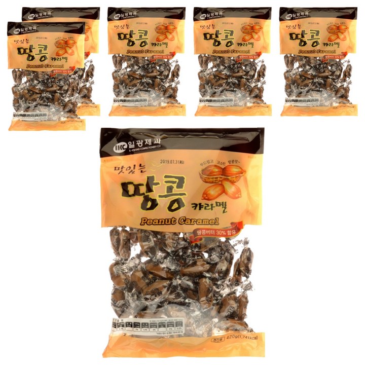 일광제과 맛있는땅콩캬라멜, 420g, 6개