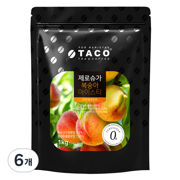 타코 제로슈가 복숭아 아이스티, 1kg, 1개입, 6개