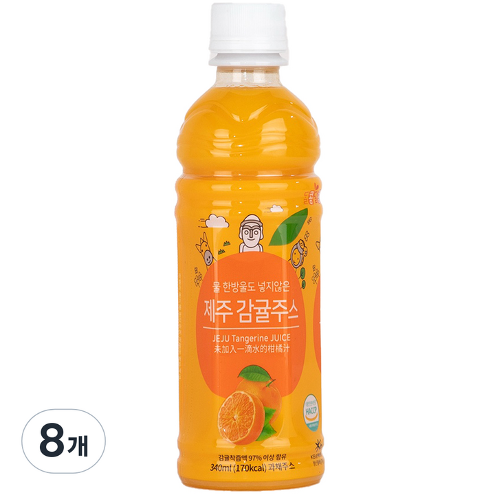 돌콤달콤 물 한방울도 넣지않은 제주감귤주스, 8개, 340ml