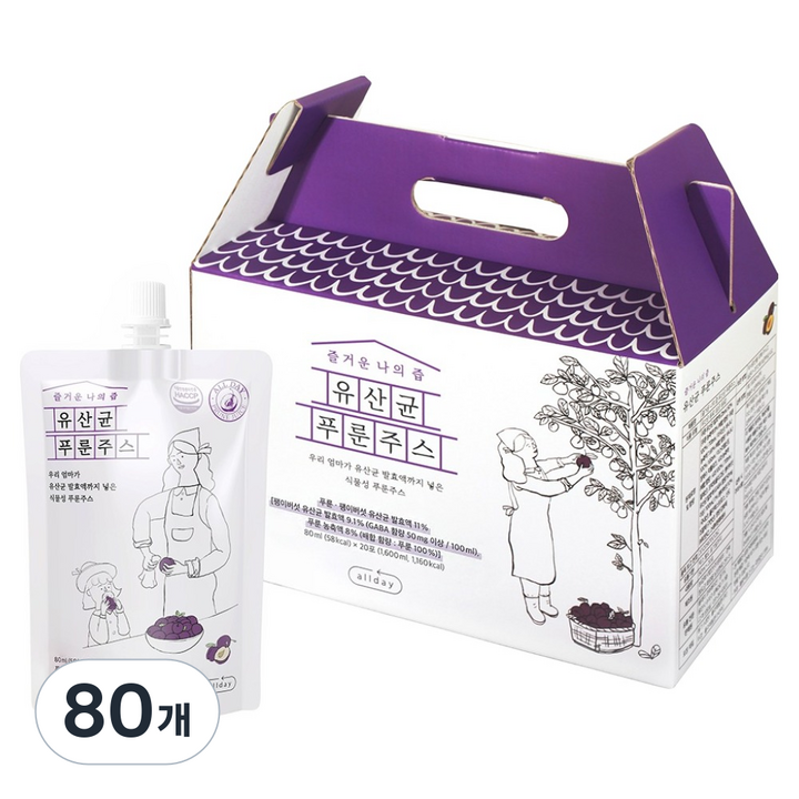 즐거운나의즙 유산균 푸룬주스, 80ml, 80개