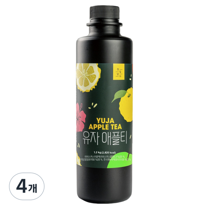 스위트컵 찻잎담다 유자 애플티, 1.2L, 1.2kg, 4개