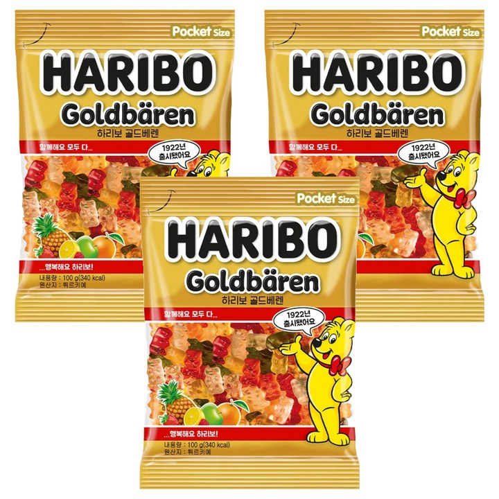 하리보 골드베렌 젤리, 100g, 3개