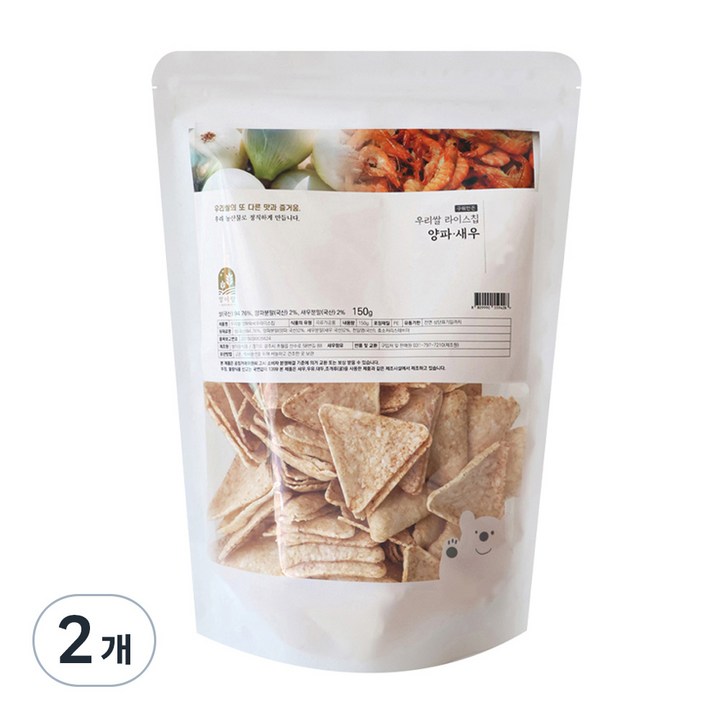 쌀이랑 우리쌀 라이스칩 양파와 새우, 150g, 2개