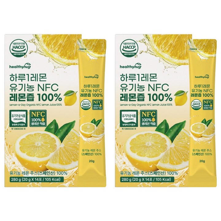 헬씨허그 하루1레몬 NFC 레몬즙 100%, 280g, 2개