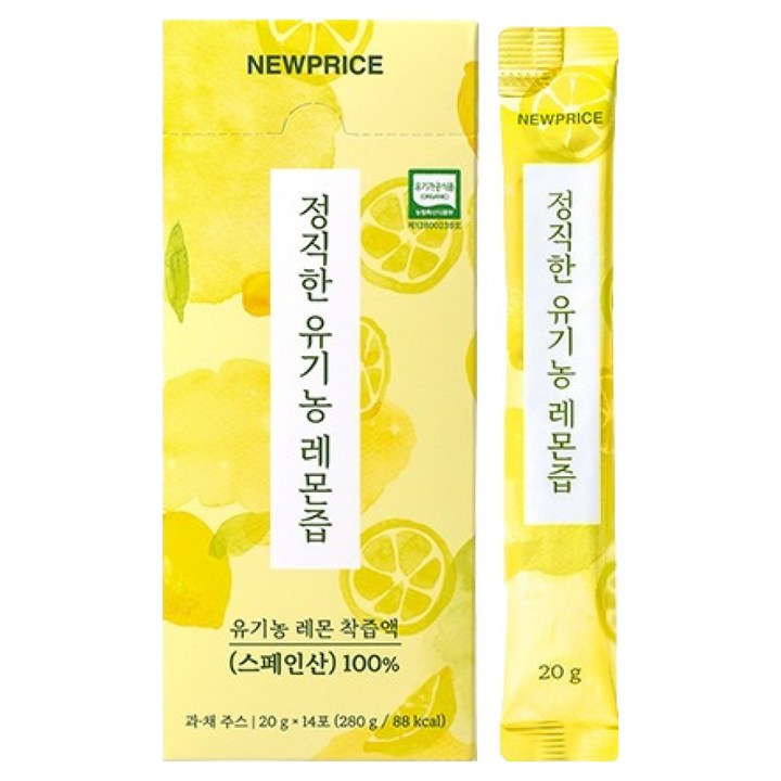 뉴프라이스 정직한 유기농 레몬즙, 280ml, 280g, 1개