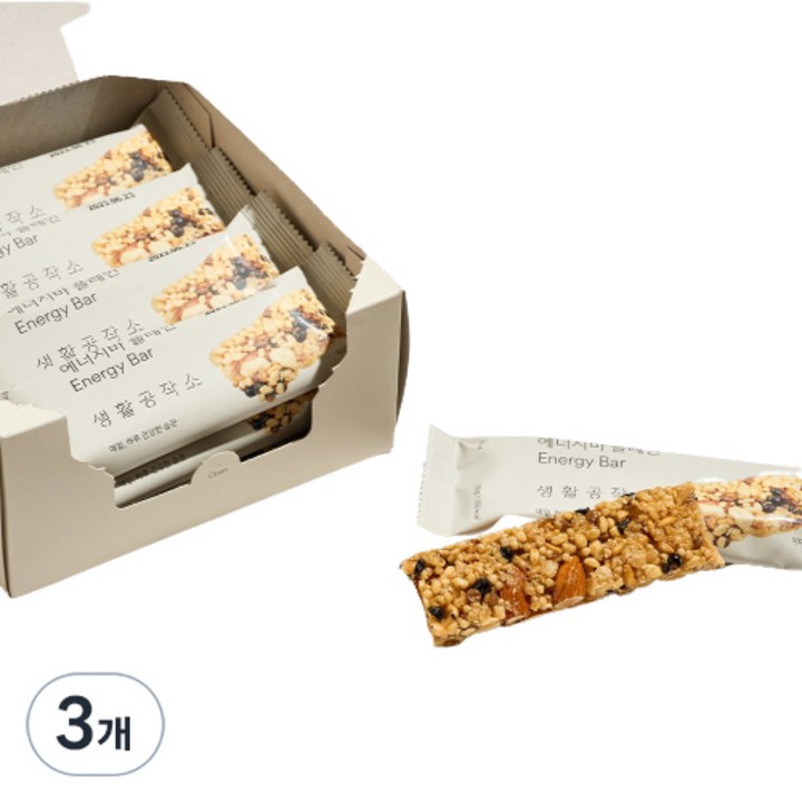 생활공작소 에너지바 플레인, 360g, 3개