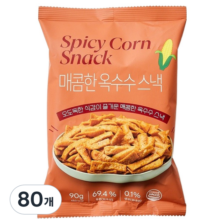 모던하우스 매콤한 옥수수 스낵, 90g, 80개