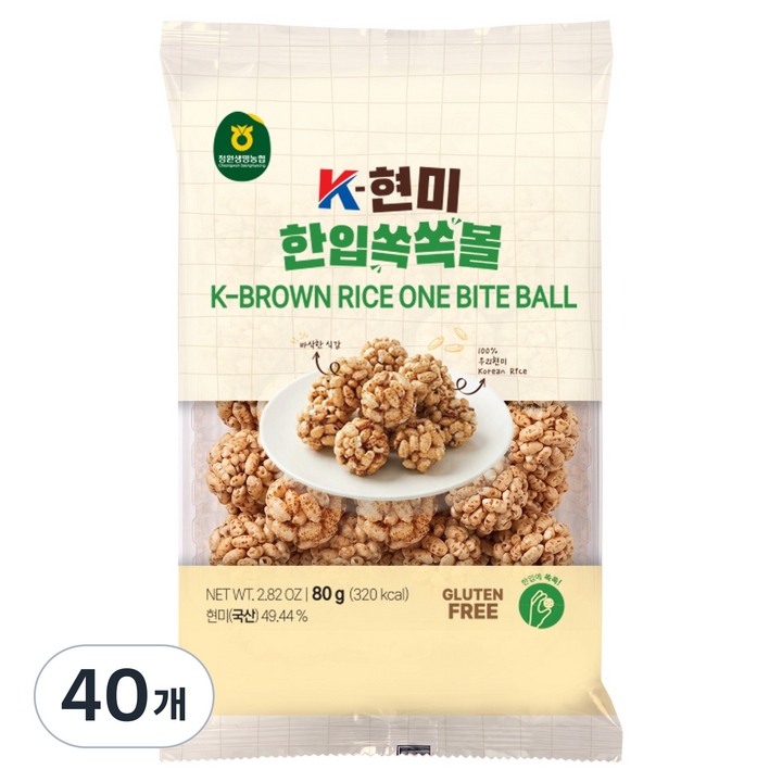 농협 K 현미 한입쏙쏙볼, 80g, 40개