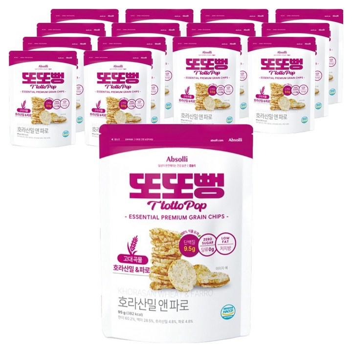앱솔리 또또뻥 호라산밀 앤 파로 뻥튀기, 15개, 95g