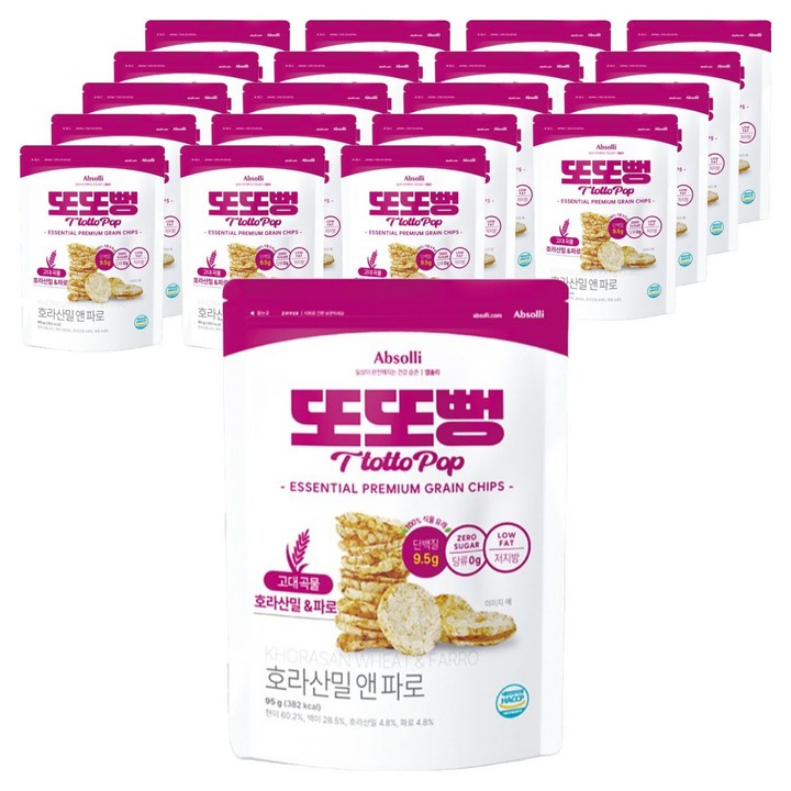 앱솔리 또또뻥 호라산밀 앤 파로 뻥튀기, 20개, 95g