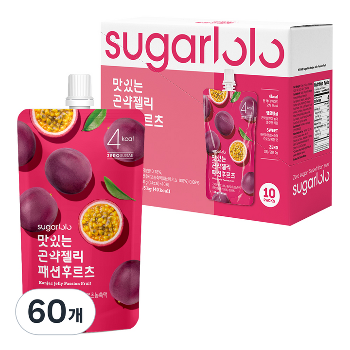 슈가로로 맛있는 곤약젤리 패션후르츠, 150g, 60개