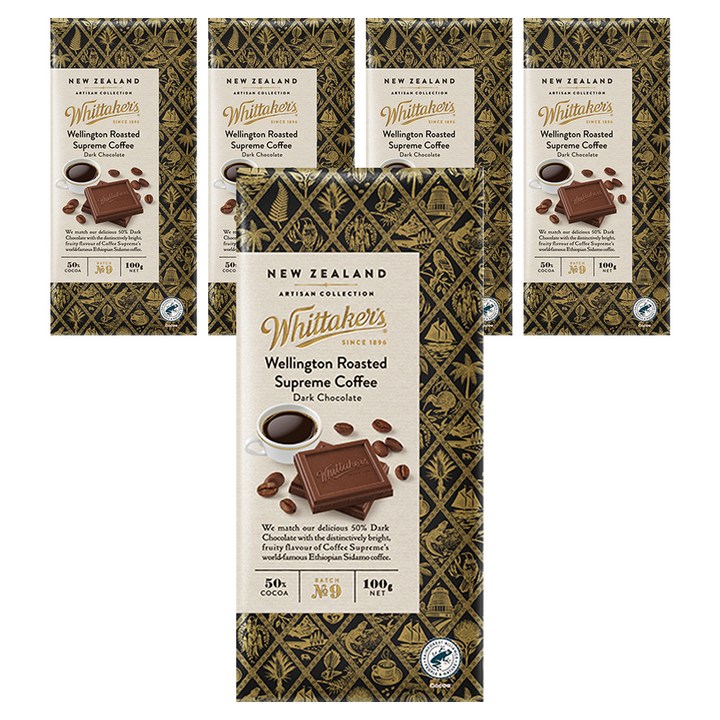 휘태커스 웰링턴 슈프림 커피 다크초콜릿, 100g, 5개