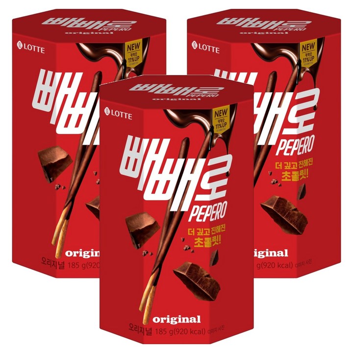 빼빼로 오리지널, 185g, 3개