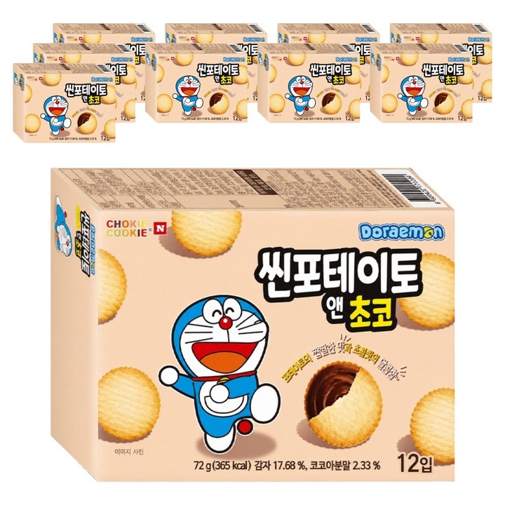 초키앤쿠키 도라에몽 씬 포테이토 앤 초코, 72g, 10개