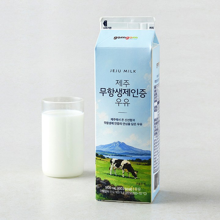 곰곰 제주 무항생제 인증 우유, 1개, 900ml