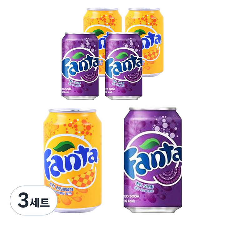 환타 파인애플 355ml x 3p + 포도 355ml x 3p, 3세트