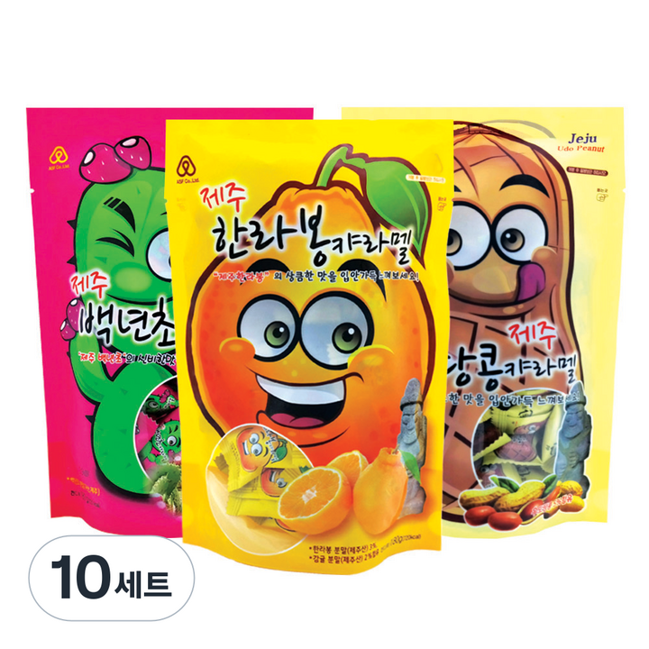 제주 캬라멜 우도땅콩 180g + 백년초 180g + 한라봉 180g, 10세트