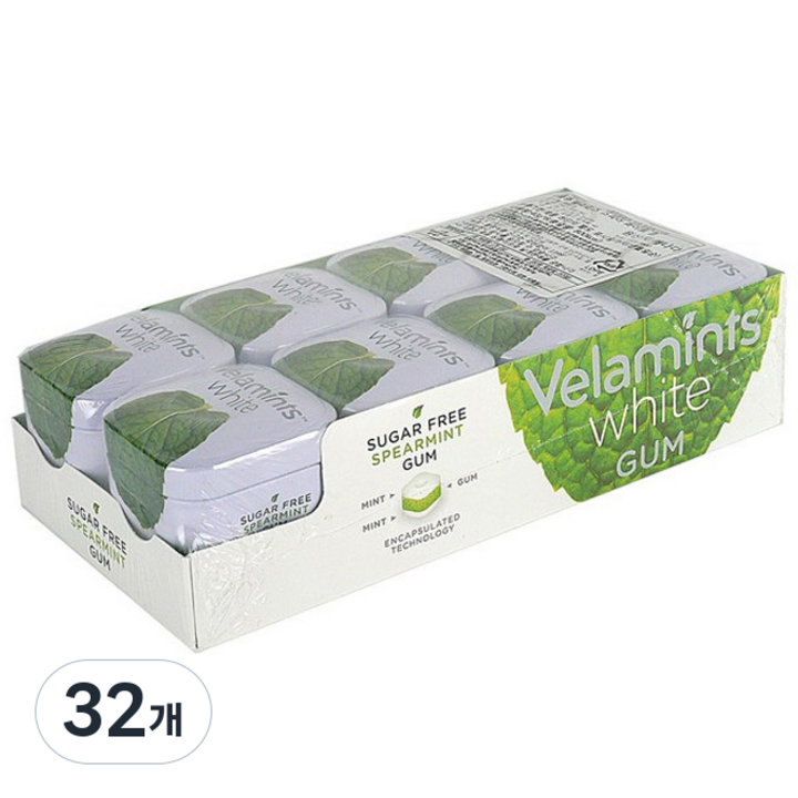벨라민츠 스피아민트 화이트 껌, 40g, 32개