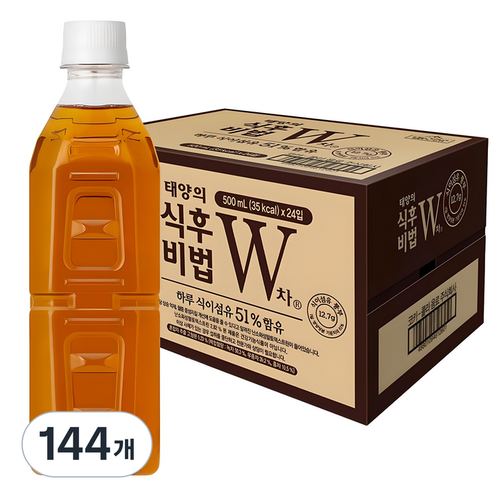 태양의식후비법W차 무라벨, 500ml, 144개
