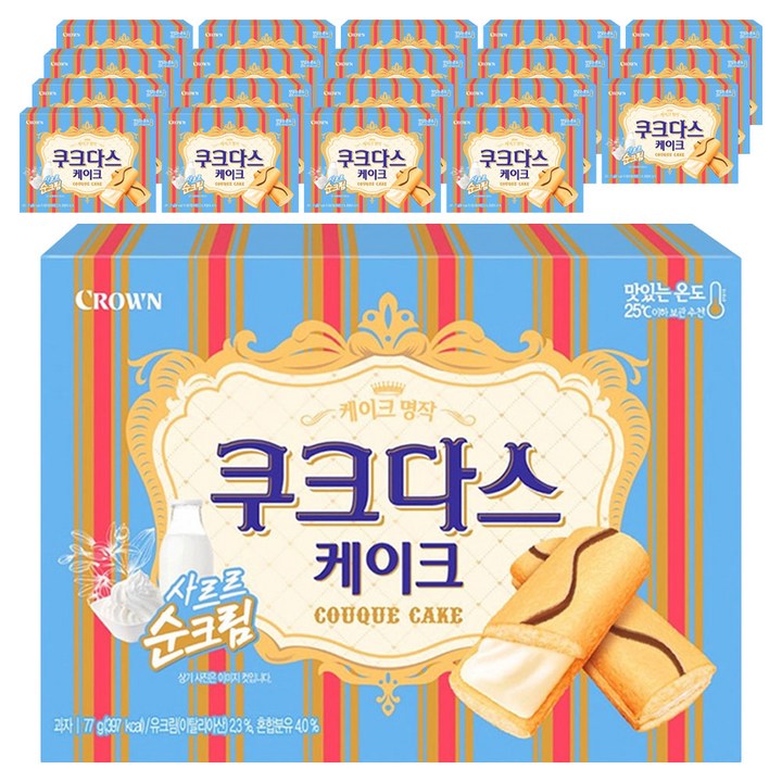 쿠크다스 케이크 과자, 77g, 20개