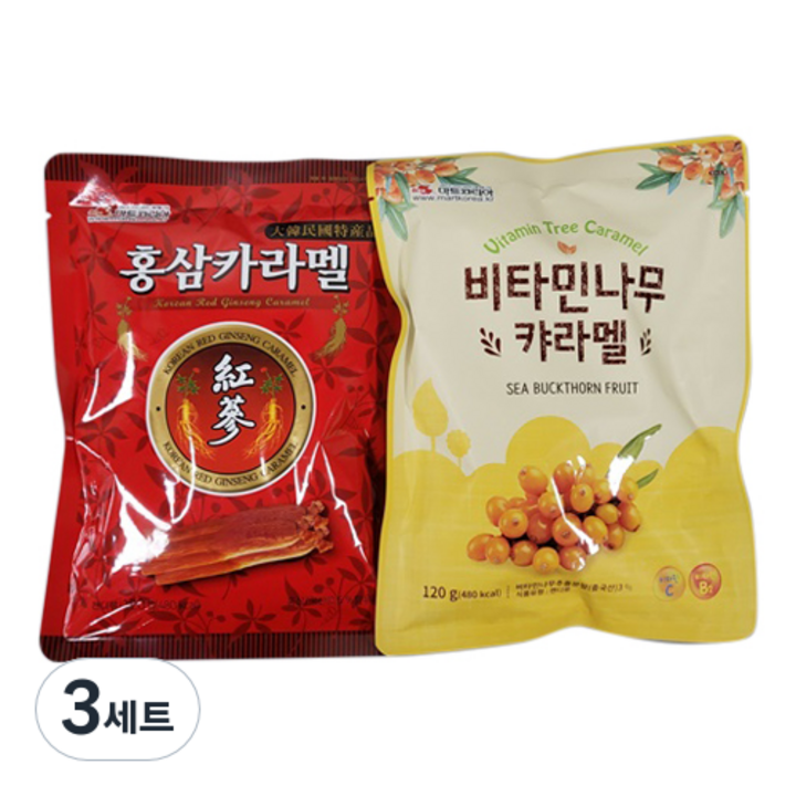 리소하우스 입가심 식후 캐러멜 홍삼 120g + 비타민 120g 세트, 3세트