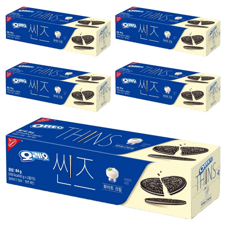 오레오 씬즈 화이트 크림, 84g, 5개