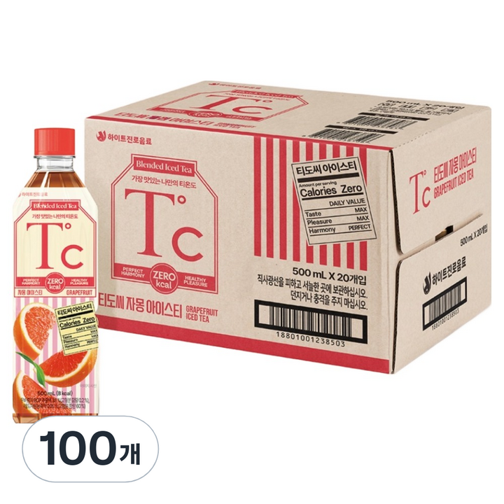 하이트진로 티도씨 자몽 아이스티, 100개, 500ml
