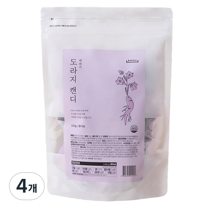 바라기 도라지 캔디 50p, 225g, 4개