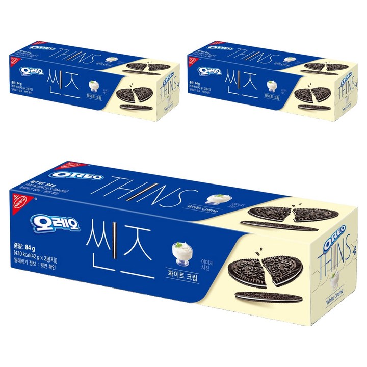 오레오 씬즈 화이트 크림, 84g, 3개