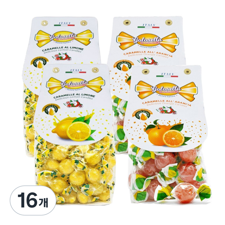 골로셀라 캔디 레몬 200g x 2p + 오렌지 200g x 2p 세트, 16개