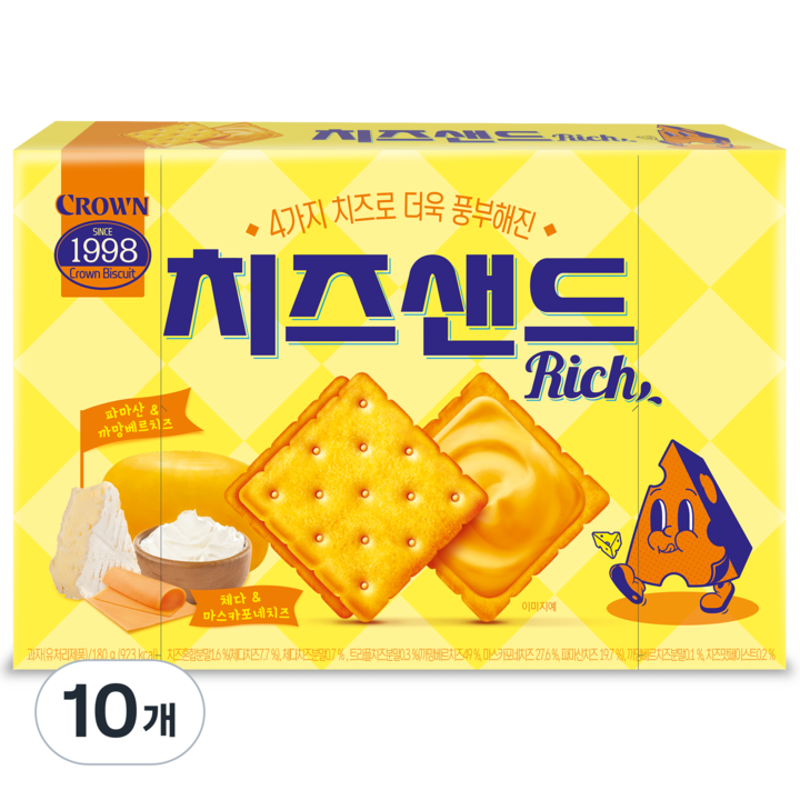 크라운 치즈샌드 리치, 180g, 10개