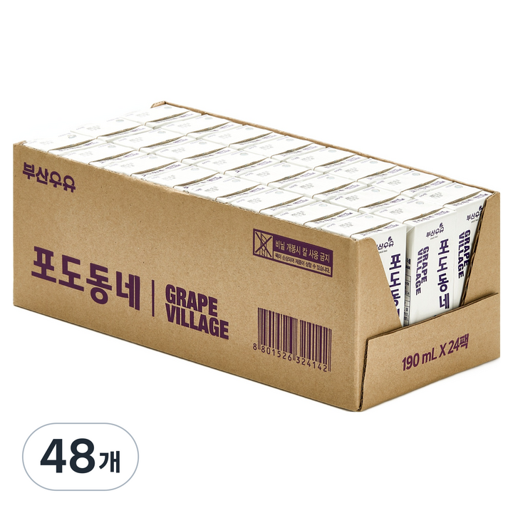 부산우유 포도동네 주스, 48개, 190ml