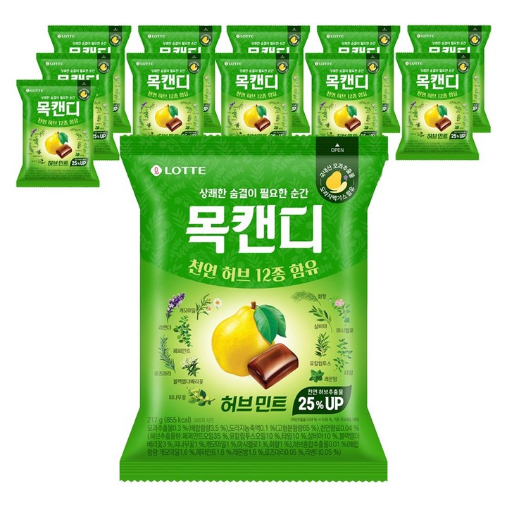 목캔디 롯데제과 허브민트, 217g, 12개