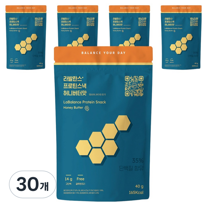 라발란스 프로틴스낵 허니버터맛, 40g, 30개