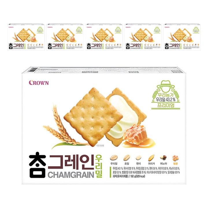 크라운 참그레인 우리밀, 192g, 6개