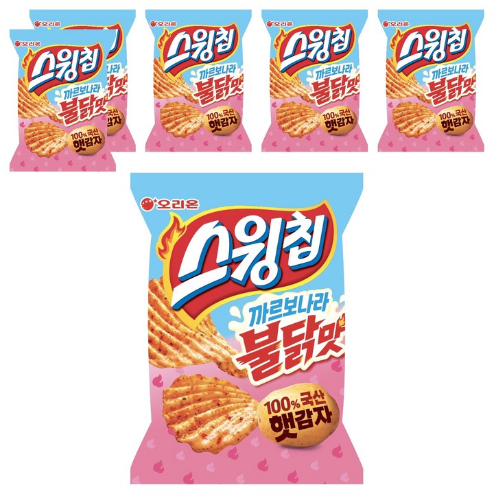 오리온 스윙칩 까르보불닭맛, 55g, 6개