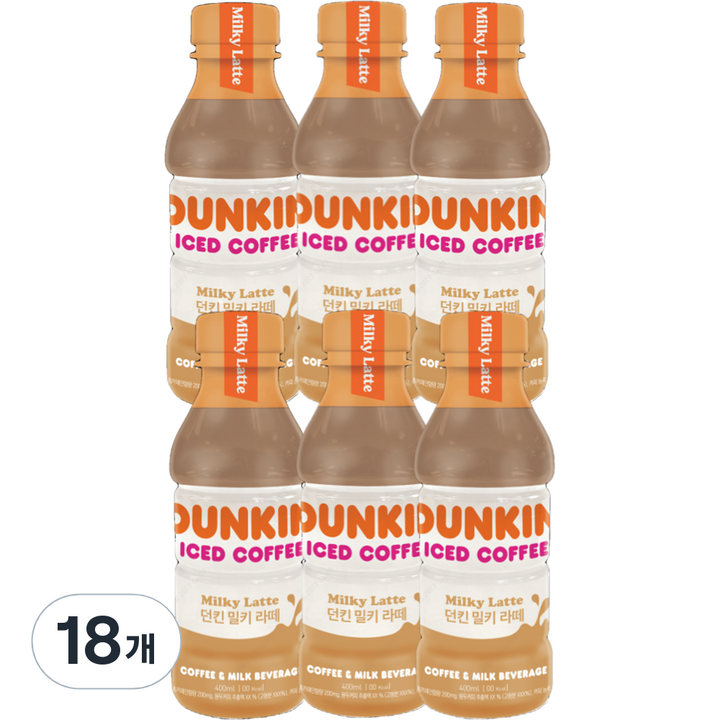 던킨도너츠 커피 밀키라떼, 400ml, 18개