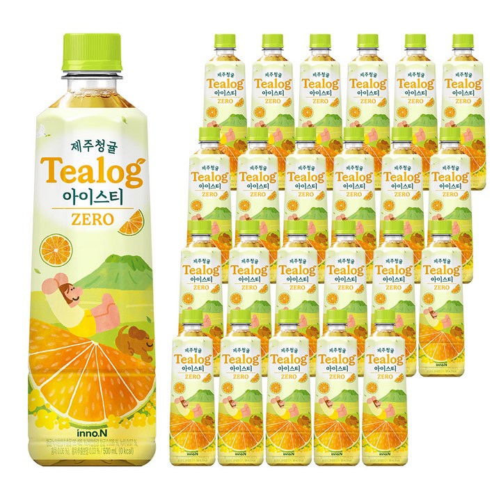티로그 제주청귤 아이스티 녹차 제로, 500ml, 24개