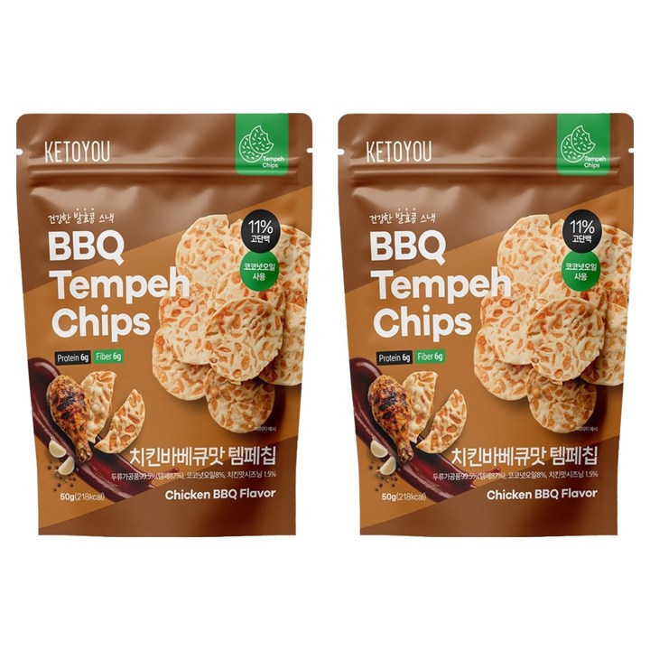 키토유 템페칩 치킨바베큐맛, 2개, 50g